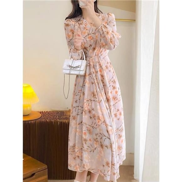 Floral Print Long Sleeve Midi Dress - Picture 3 of 6